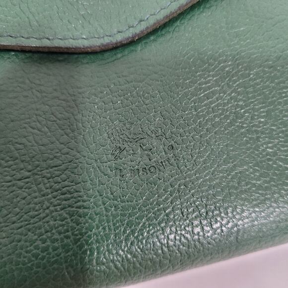 Il BISONTE Compact Bill Card Wallet Green Bifold Geniue Leather Made in Italy - Picture 3 of 14
